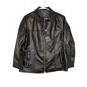 Reportage R.G.A. Leather Jacket Genuine Zip Classic Moto Style Mens Large